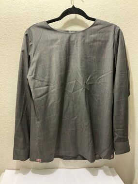 Double R by Ravi Ratan Gray Plaid Long-Sleeve Women’s Top